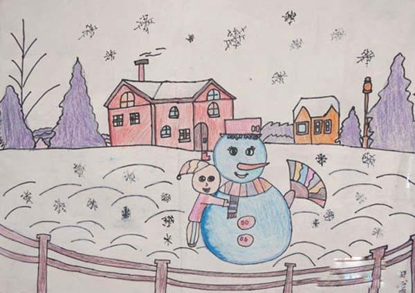 拥抱美丽的冬天主题儿童画作品图片-www.qqscb.com