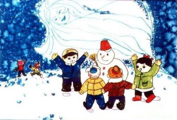 ＂漂亮的冬姑娘＂冬天主题儿童画作品欣赏