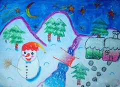 幼儿可爱冬天景色儿童画画作品大全