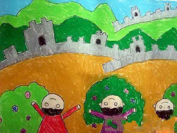 北京美丽的万里长城儿童画作品欣赏-www.qqscb.com