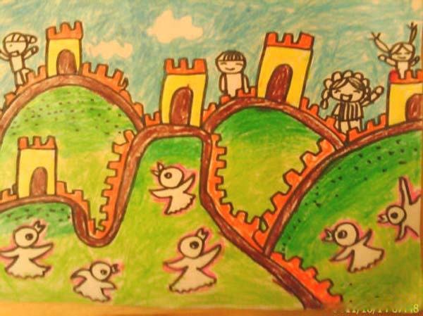 获奖的关于长城儿童画参赛作品图片-www.qqscb.com