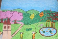 获奖的绿色家园儿童画:让世界充满绿色