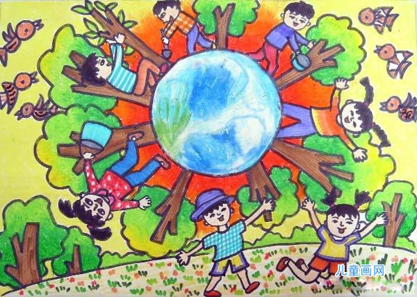少儿共建环保绿色家园儿童绘画作品-www.qqscb.com