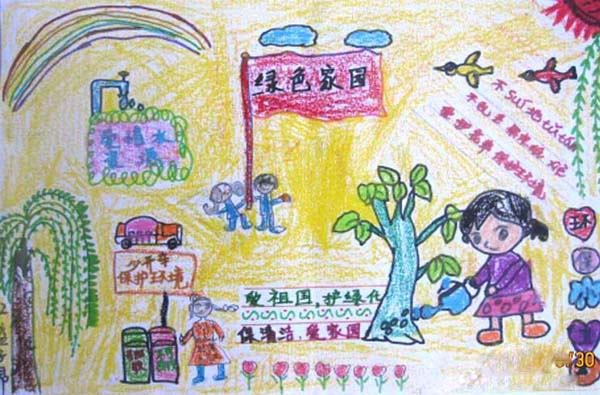 保护环境绿色家园儿童绘画作品图片