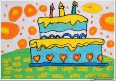 小学生创意生日蛋糕儿童画参赛作品图片