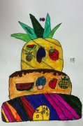 漂亮的水果生日蛋糕儿童画作品图片大全