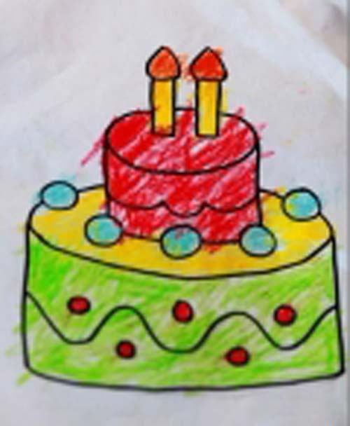 幼儿小生日蛋糕儿童画画图片大全-www.qqscb.com