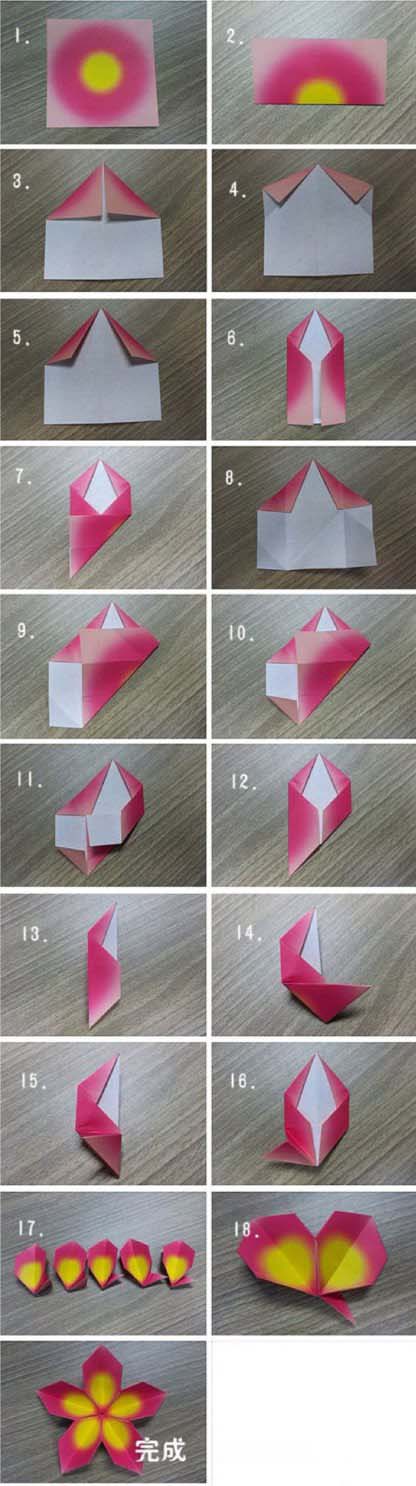 简单折纸立体樱花的制作方法图解教程-www.qqscb.com