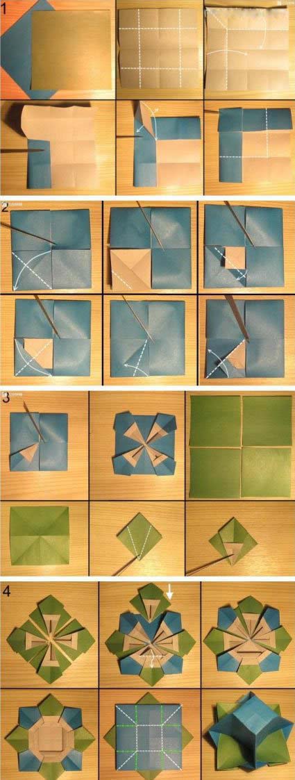 花型收纳盒的折纸方法 手工制作收纳盒图解-www.qqscb.com