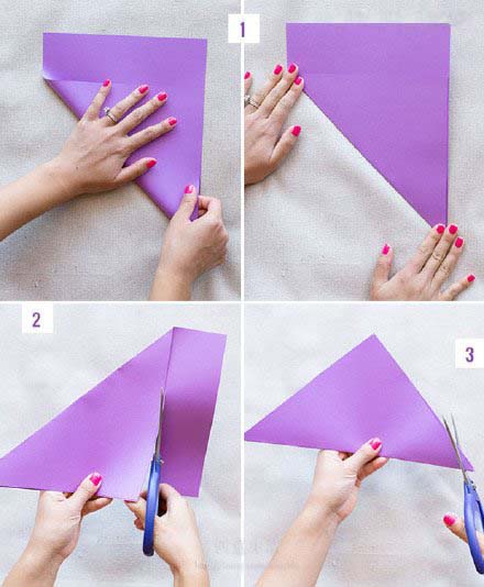手工折纸立体三角形背景墙的制作方法图解-www.qqscb.com