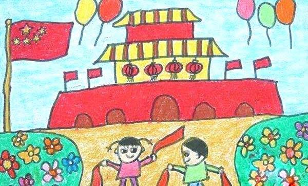 北京天安门主题儿童画画作品图片-www.qqscb.com