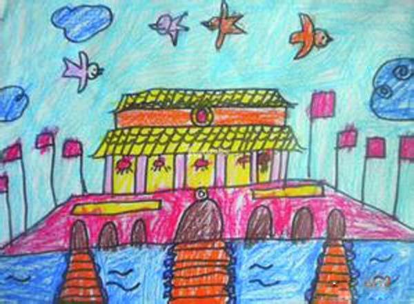 小学一年级天安门儿童蜡笔画图片大全-www.qqscb.com