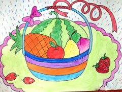 获奖小学一年级水果篮子儿童画画图片大全