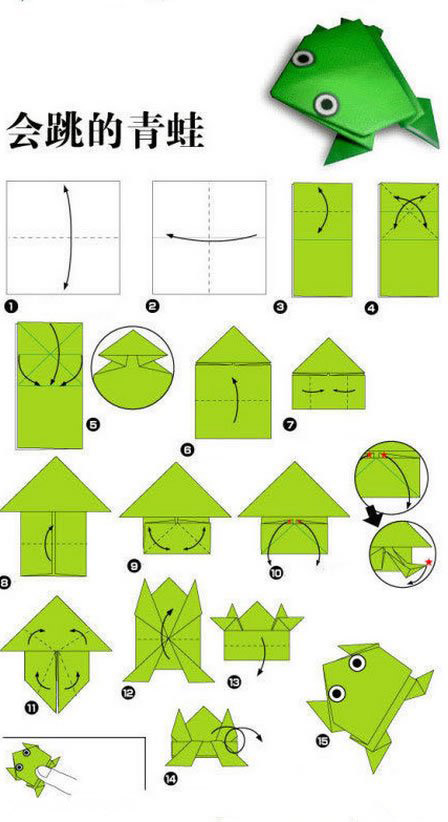 如何DIY制作会跳的青蛙折纸图解教程-www.qqscb.com