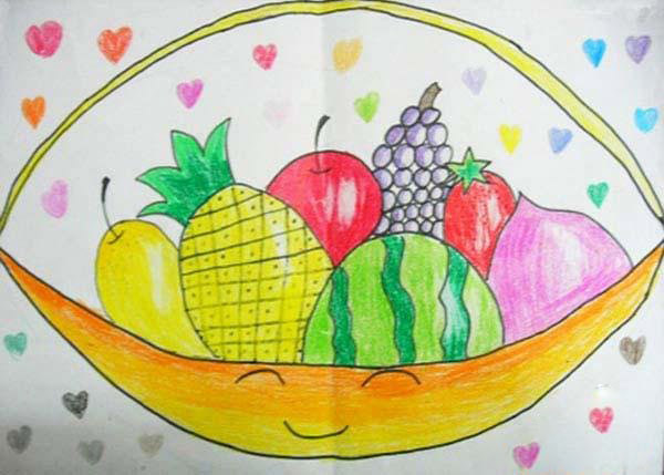 篮子里的水果优秀获奖儿童画画图片大全-www.qqscb.com
