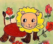 幼儿卡通可爱小狮子儿童画作品图片