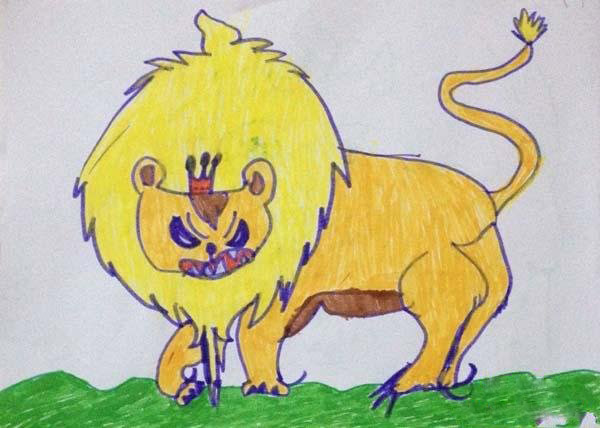 凶猛威武的狮子儿童画画图片大全-www.qqscb.com
