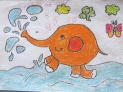 获奖小学一年级卡通大象儿童画作品图片大全
