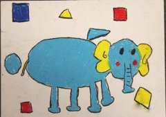 幼儿园中班可爱大象儿童画作品图片欣赏