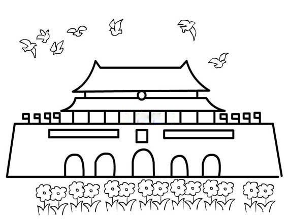 国庆节北京天安门主题简笔画图片大全-www.qqscb.com