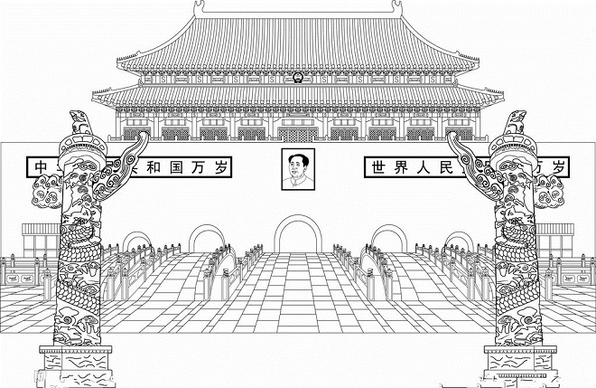 天安门简笔画图片大全 如何画天安门-www.qqscb.com