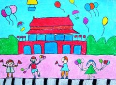 幼儿中班北京天安门儿童画作品图片欣赏