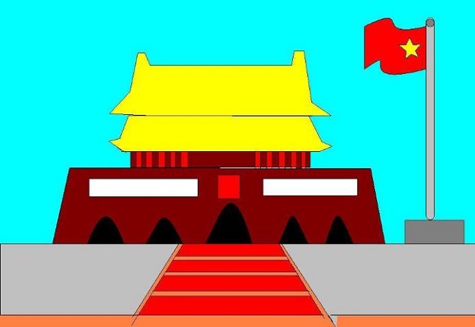 北京天安门升国旗儿童画图片作品-www.qqscb.com