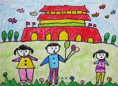 北京美丽天安门与万里长城儿童画图片欣赏