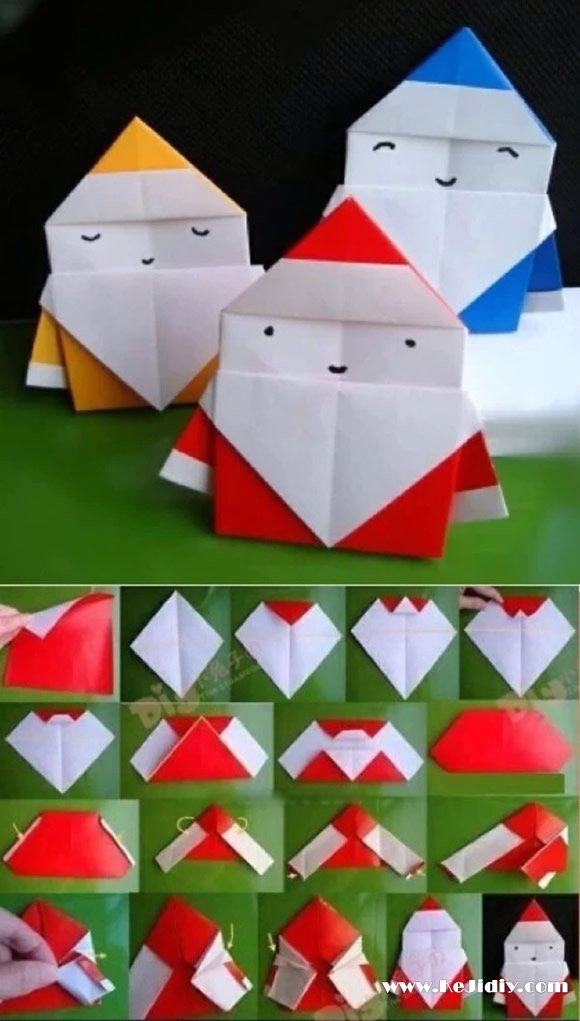 几种圣诞老人的折纸方法 圣诞老人的折法图解-www.qqscb.com