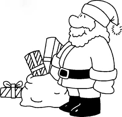 送礼物的可爱圣诞老人简笔画图片大全素描-www.qqscb.com