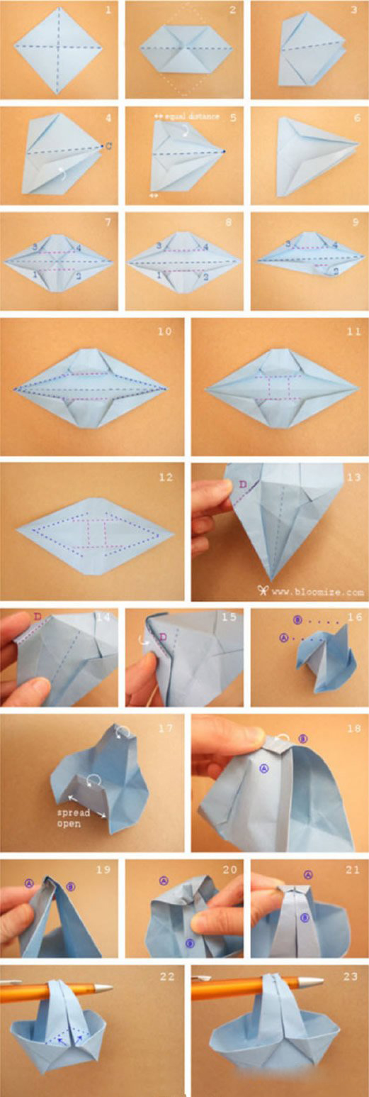 漂亮篮子的折法 手工可爱篮子折纸图解教程-www.qqscb.com
