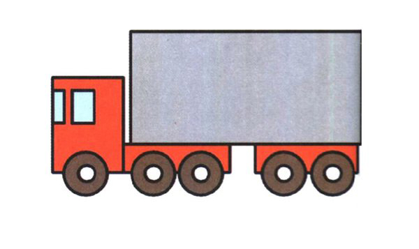 卡通货车的画法步骤教程 简单货车简笔画图片彩图-www.qqscb.com