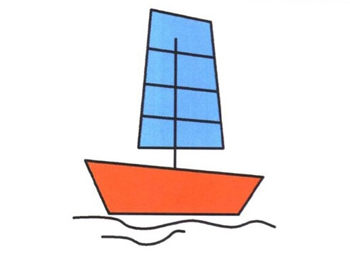 彩色帆船的画法 水上航行的帆船简笔画图片教程-www.qqscb.com