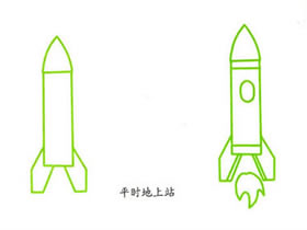 卡通火箭图片的画法 火箭简笔画步骤教程素描彩图