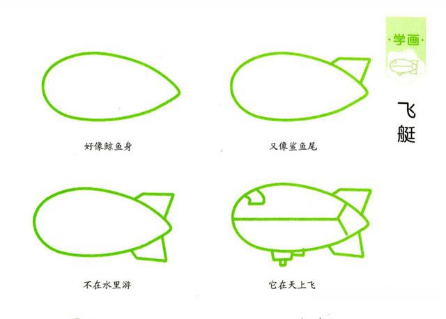 简单飞艇的画法 卡通飞艇简笔画图片步骤教程素描-www.qqscb.com