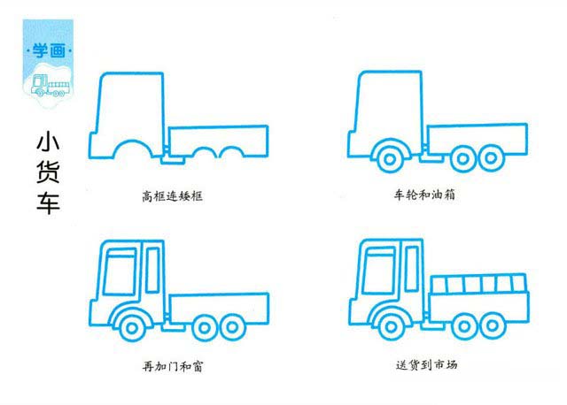 教你如何绘画运货小大货车简笔画图片教程彩图素描-www.qqscb.com