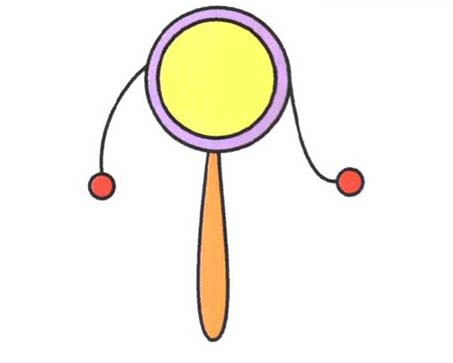 儿童拨浪鼓的画法 拨浪鼓简笔画教程素描彩图-www.qqscb.com