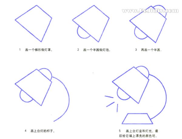 简笔画台灯的画法 卡通台灯简笔画图片素描彩图-www.qqscb.com