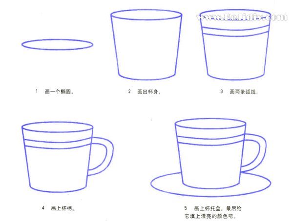 简单咖啡杯子的画法 咖啡杯简笔画图片教程彩色-www.qqscb.com