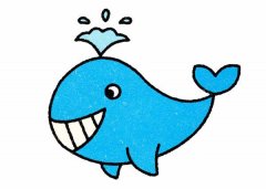 海洋卡通鲸鱼的简笔画图片教程素描彩图