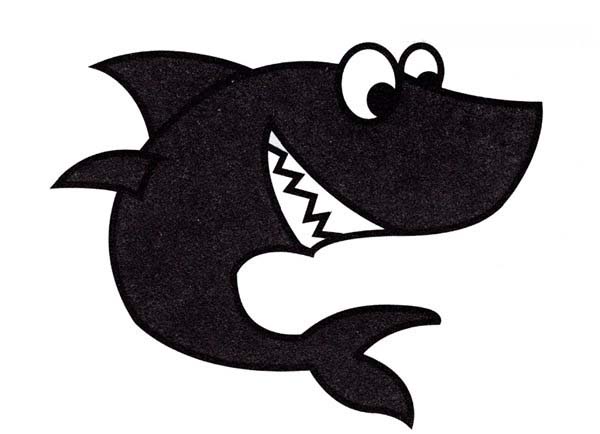 卡通大鲨鱼的画法 彩色鲨鱼简笔画图片素描-www.qqscb.com