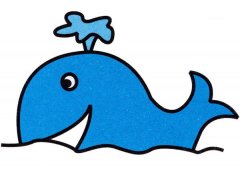大海中玩耍的鲸鱼简笔画图片教程素描彩图