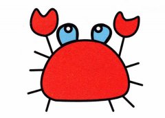 卡通螃蟹的画法 红色大螃蟹简笔画图片教程素描