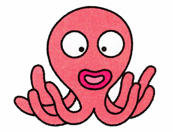 卡通章鱼的画法 可爱的章鱼简笔画教程彩图素描-www.qqscb.com