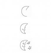 卡通月亮的画法 月亮睡觉简笔画图片教程
