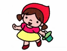 幼儿简笔画戴小红帽小女孩的画法步骤教程