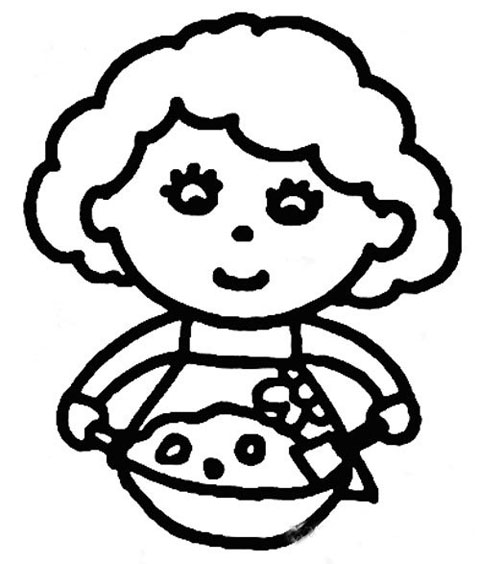 做菜的妈妈简笔画的画法步骤教程彩图-www.qqscb.com
