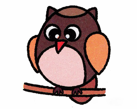 卡通可爱的猫头鹰简笔画图片教程素描彩图-www.qqscb.com