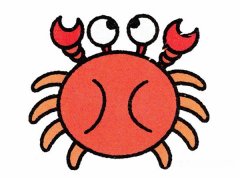 卡通小螃蟹简笔画的画法图片教程彩图