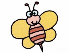 彩色可爱的小蜜蜂简笔画的画法图片教程（素描）